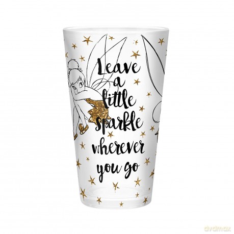 DISNEY Large Glass 400 ml Tinkerbell Gold Glitter