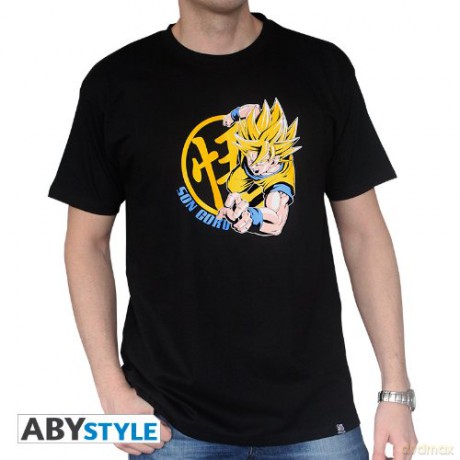 DRAGON BALL T-shirt DBZ/ Goku Super Saiyan man SS black basic M