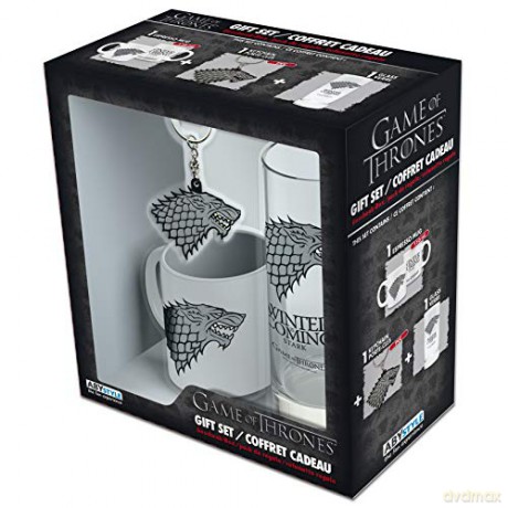 GAME OF THRONES Pck Glasses 29cl + KeyringPVC + Mini Kubek Stark (Gra o Tron)