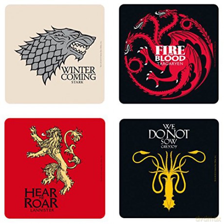 GAME OF THRONES Set 4 Coasters Houses (Gra o Tron)