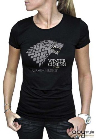 GAME OF THRONES T-shirt Winter is coming woman SS black basic (Gra o Tron) S