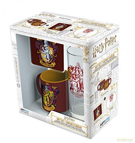 HARRY POTTER Pck Glass 29cl + Coaster + Mini Kubek Gryffindor