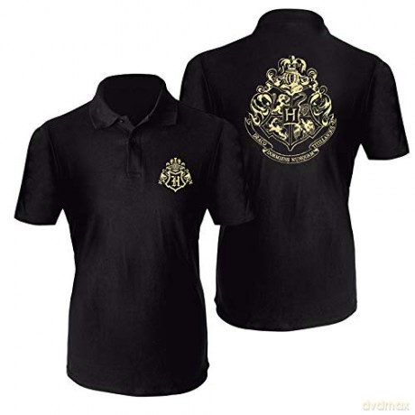 HARRY POTTER Polo Shirt Hogwarts man SS black XXL