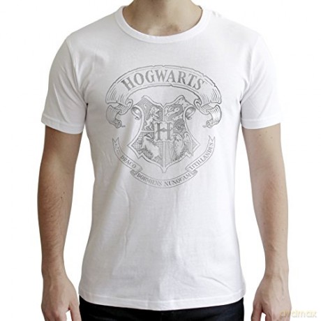 HARRY POTTER T-shirt Hogwarts man SS white new fit XL
