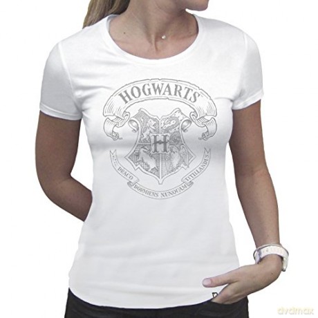 HARRY POTTER T-shirt Hogwarts woman SS white basic XL