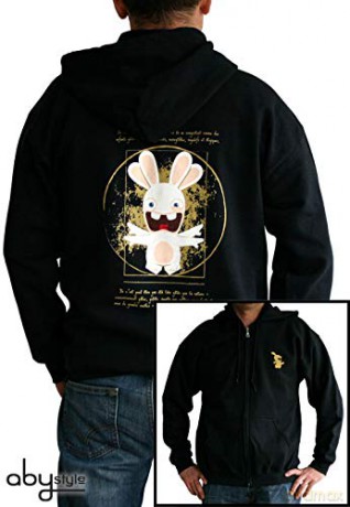 LAPINS CRETINS Hoodie Raving Rabbit Da Vinci man Black