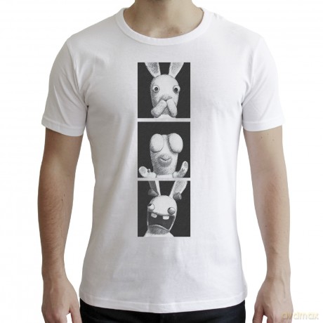 LAPINS CRETINS T-shirt 3 wise Rabbids man SS white- New Fit M