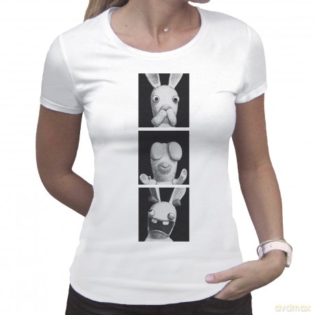 LAPINS CRETINS T-shirt 3 Wise Rabbids woman SS white L