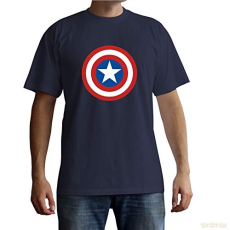 MARVEL T-shirt Captain America Logo man SS blue basic L