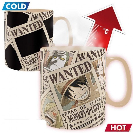 ONE PIECE Kubek zmieniający kolor 460 ml Wanted box