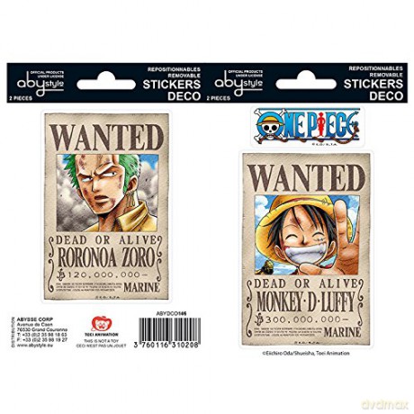 ONE PIECE Naklejki 161 cm/ 2 sheets Wanted Luffy/ Zoro