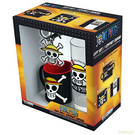 ONE PIECE Pck Glass 29cl + Keyring + Mini Kubek Skull Luffy