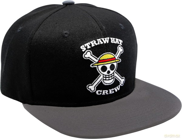 ONE PIECE Snapback Cap Black & Grey Skull
