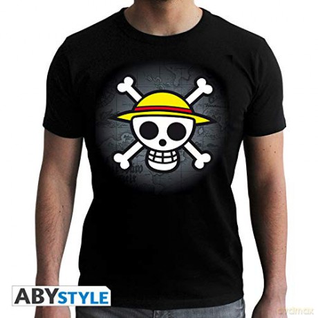ONE PIECE T-shirt Skull with map man SS black basic M