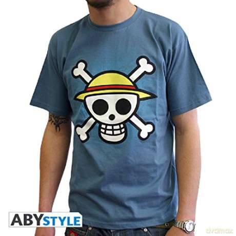 ONE PIECE T-shirt Skull with map man SS stone blue basic S