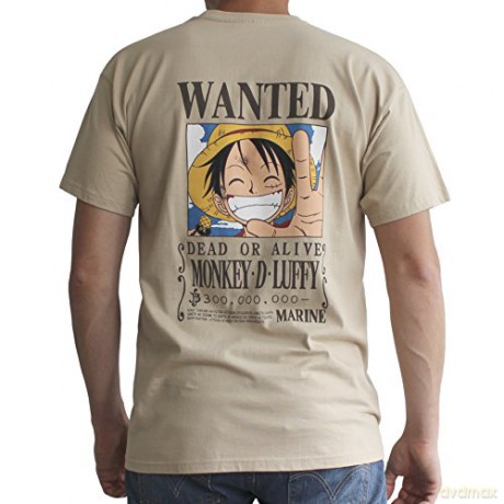 ONE PIECE T-shirt Wanted Luffy man SS sand basic XS