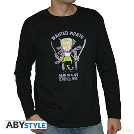 ONE PIECE T-shirt Zoro man LS black premium XL