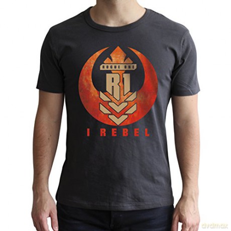 STAR WARS T-shirt I REBEL man SS dark grey new fit (Gwiezdne Wojny) L