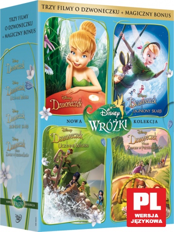 Wróżki Kolekcja: Dzwoneczek + Dzwoneczek i zaginiony skarb + Dzwoneczek i uczynne wróżki + Wielkie zawody (Disney) [BOX] [4DVD]