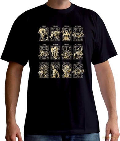 SAINT SEIYA T-shirt 12 Golden Saints man SS black basic M