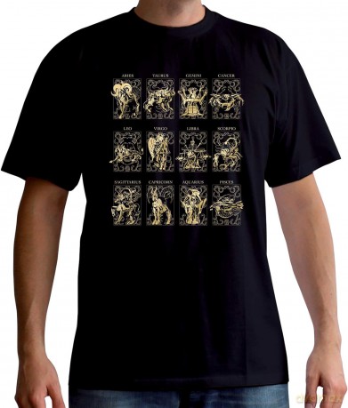 SAINT SEIYA T-shirt 12 Golden Saints man SS black basic S