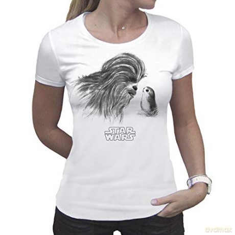 STAR WARS T-shirt Chewbacca Porg woman SS white (Gwiezdne Wojny) M