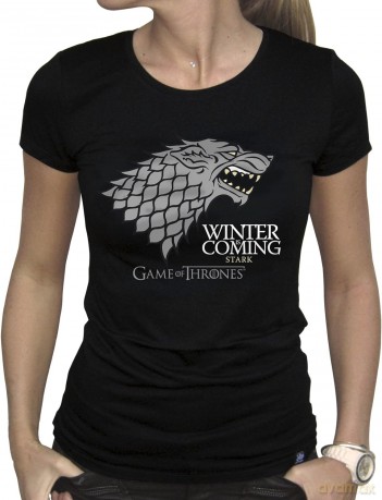 GAME OF THRONES T-shirt Winter is coming woman SS black basic (Gra o Tron) M