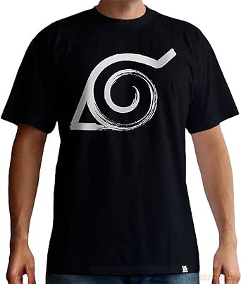 NARUTO SHIPPUDEN T-shirt Konoha man SS black new fit M