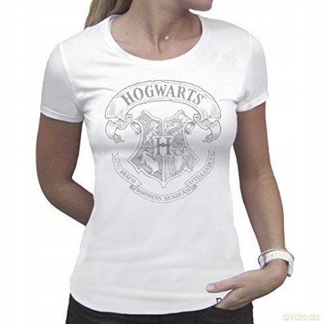 HARRY POTTER T-shirt Hogwarts woman SS white basic L