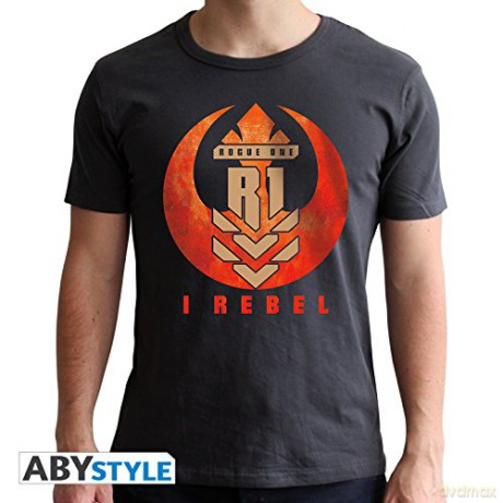 STAR WARS T-shirt I REBEL man SS dark grey new fit (Gwiezdne Wojny) XS