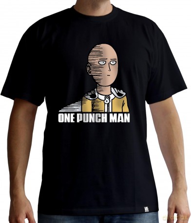 ONE PUNCH MAN T-shirt Saitama Fun man SS black basic M