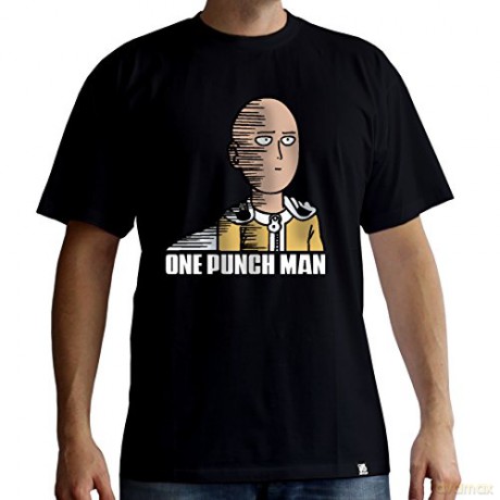 ONE PUNCH MAN T-shirt Saitama Fun man SS black basic S