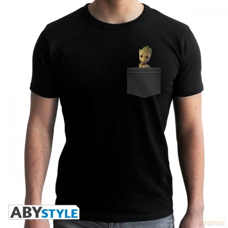 MARVEL T-shirt Pocket Groot man SS black new fit L
