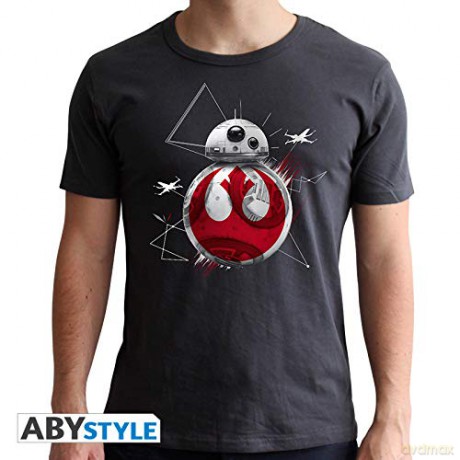 STAR WARS T-shirt BB8 E8 man SS dark grey new fit (Gwiezdne Wojny) L