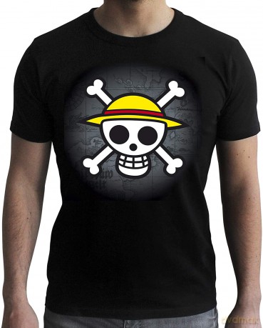 ONE PIECE T-shirt Skull with map man SS black basic L