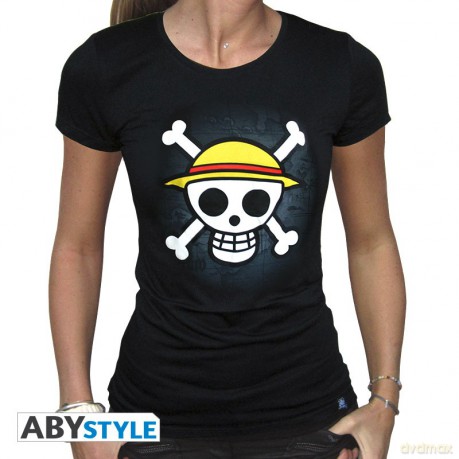 ONE PIECE T-shirt Skull with map woman SS black basic (GD) L