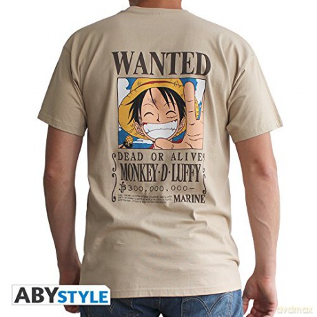 ONE PIECE T-shirt Wanted Luffy man SS sand basic XL