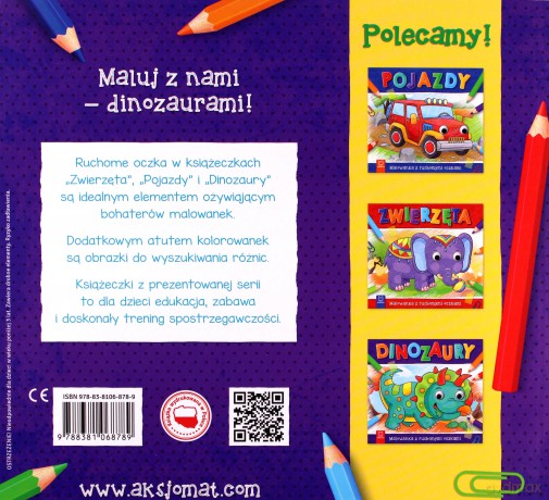Dinozaury. Malowanka z ruchomymi oczkami - Sylwia Kajdana [KSIĄŻKA]