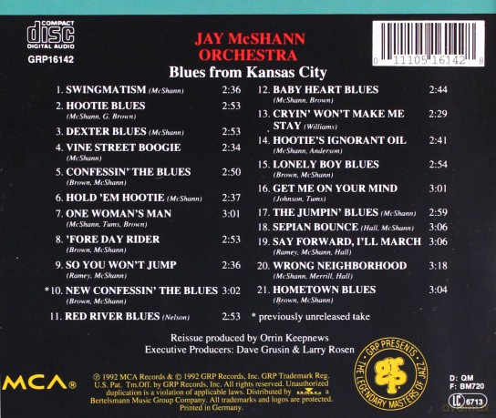 Jay McShann: Blues from Kansas City [CD]