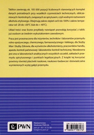 Wzorcowe tablice alkoholometryczne w temperaturze odniesienia 20 stopni Celsjusza - Tomasz Plebański, Bogumiła Ogonowska [KSIĄŻKA]