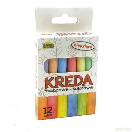 Kreda Dromader tablicowa niepyląca kolorowa 12 sztuk