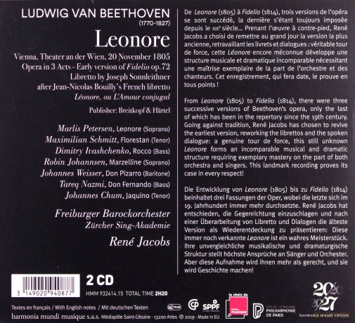 Beethoven: Leonore Freiburger Barockorchester Jacobs (digipack) [2CD]