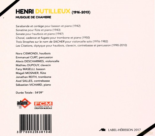 Henri Dutilleux: Dutilleux - Chamber Music [CD]
