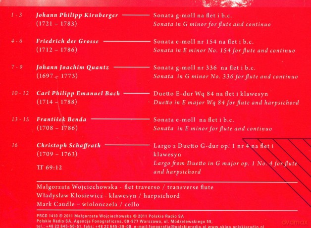 Małgorzata Wojciechowska: W kręgu Fryderyka Wielkiego - sonaty fletowe kompozytorów berlińskich (digipack) [CD]  