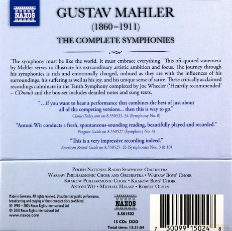 Polish Nrsowarsaw Npowit: Mahler Complete Symphonies [15CD]