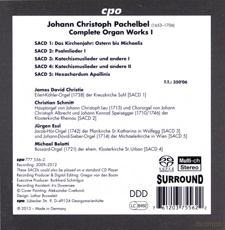 Christieschmittessl: Pachelbelorgan Works Vol 1 [5CD]