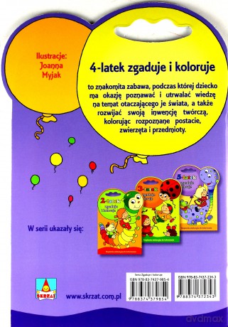 4-latek zgaduje i koloruje [KSIĄŻKA]