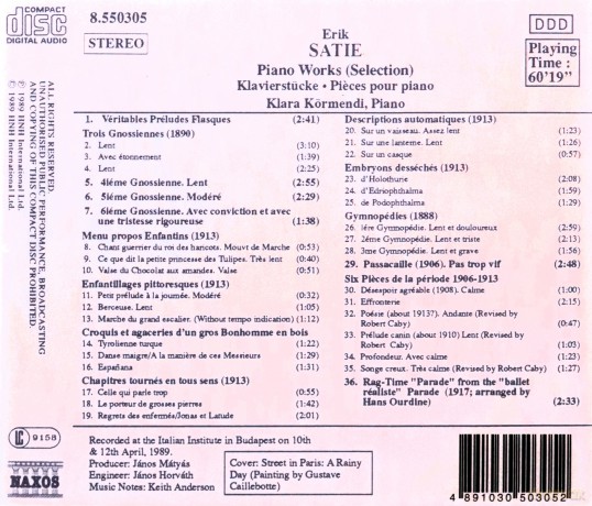 Klara Ko: Satie: Piano Works [CD]