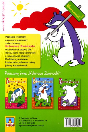 Kolorowe zwierzaki 1 borsuk [KSIĄŻKA]