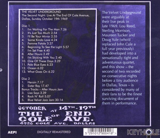 Velvet Underground: At The End Of Cole Ave - 2nd Night [2CD]
